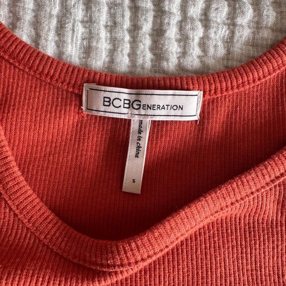 BCBGeneration Ribbed Side Tie Cropped Tank Top Burnt Orange Normcore Casual - Picture 6 of 7